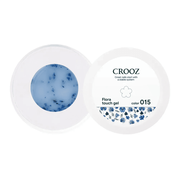 Гель Crooz Builder Flora Touch Gel 15 молочно-блакитний із синіми сухоцвітами, 15 мл