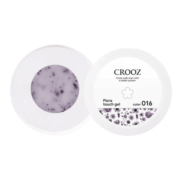 Гель Crooz Builder Flora Touch Gel 16 молочно-бузковий із фіолетовими сухоцвітами, 15 мл