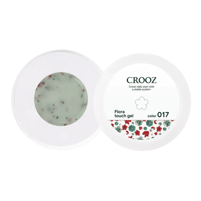 Гель Crooz Builder Flora Touch Gel 17 молочний із синіми та червоними сухоцвітами, 15 мл