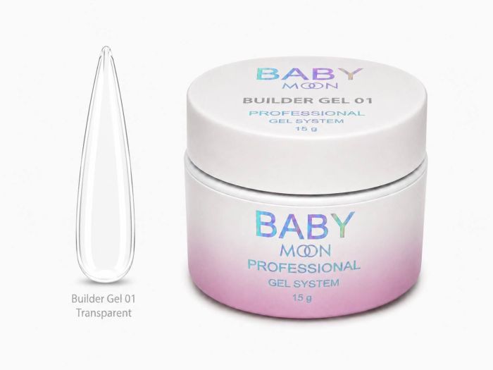 Гель для нігтів Baby Moon Builder Gel 01 Прозорий, 15 мл
