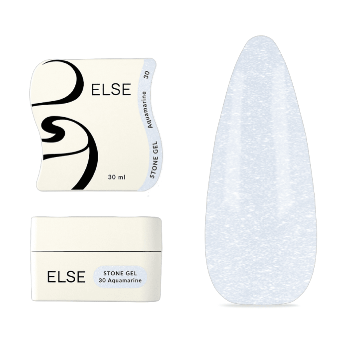Гель Else Stone gel 30 Aquamarine, молочно-блакитний із холодним блакитно-бірюзовим шиммером, 30мл