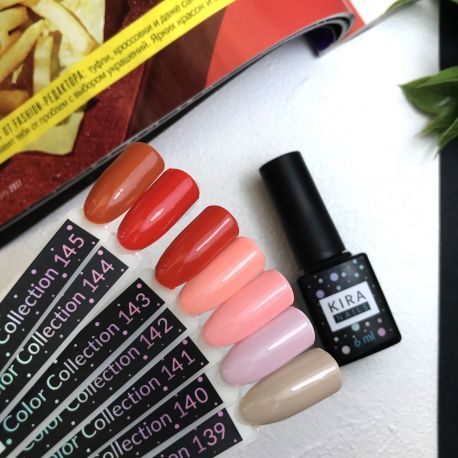 Гель-лак Kira Nails №144 (насыщенный красный, эмаль), 6 мл