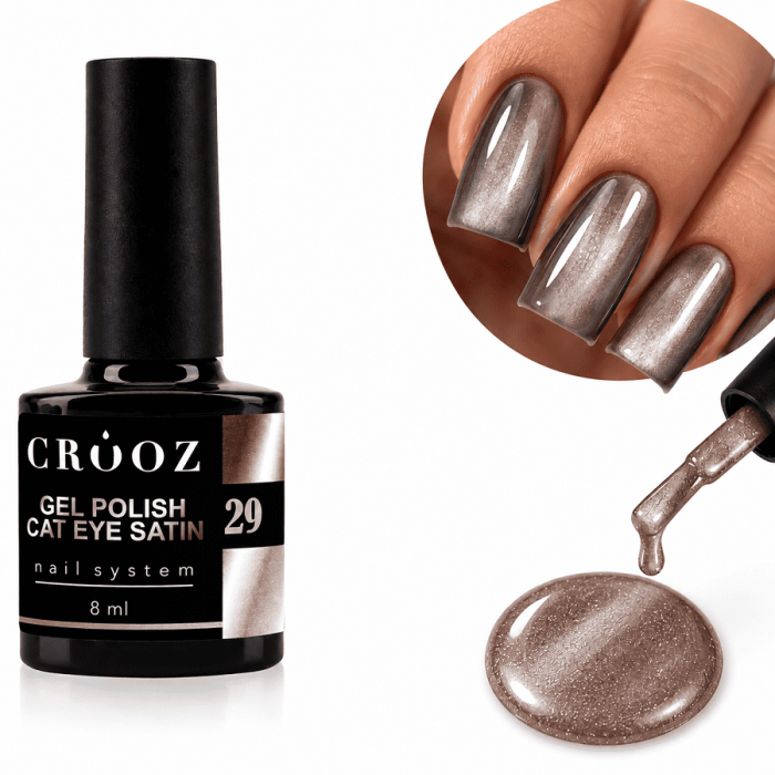 Гель-лак котяче око Crooz Cat Satin 29 Spiced Cinnamon сатиновий, 8 мл