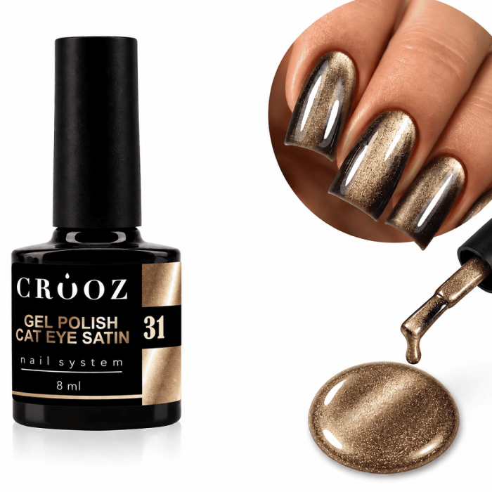 Гель-лак кошачий глаз Crooz Cat Satin 31 Golden Cashmere сатиновый, 8мл