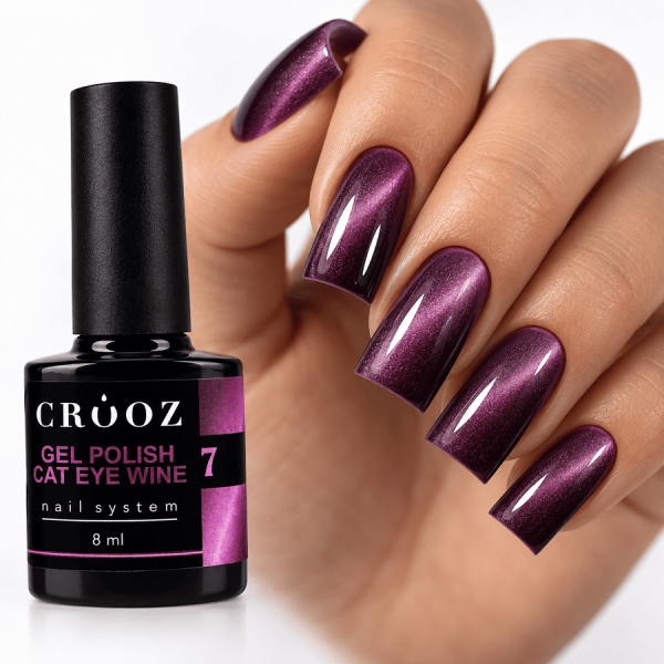 Гель-лак котяче око Crooz Wine Cat 07 Plum Desire сливовий, 8 мл