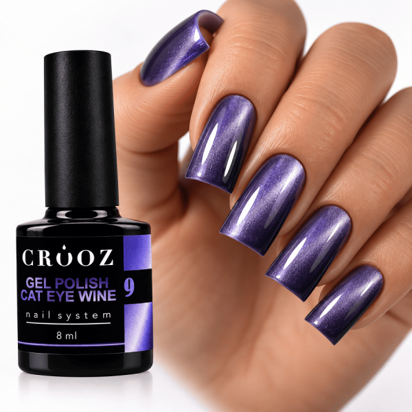 Гель-лак котяче око Crooz Wine Cat 09 Blueberry Silk чорнично-фіолетовий, 8 мл