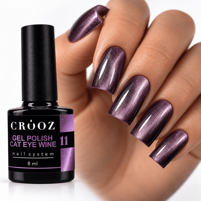 Гель-лак котяче око Crooz Wine Cat 11 Fig Smoke димчасто-інжирний, 8 мл