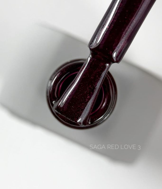 Гель-лак Saga Professional Love Red 3 сливово-бордовий з шиммером, 10 мл