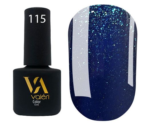 Гель-лак Valeri №115 (смарагдовий з зеленими блискітками), 6 мл