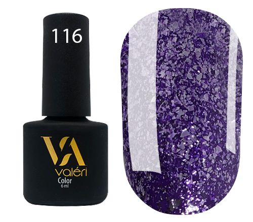 Гель-лак Valeri №116 (сиреневый с серебряными блестками), 6 мл