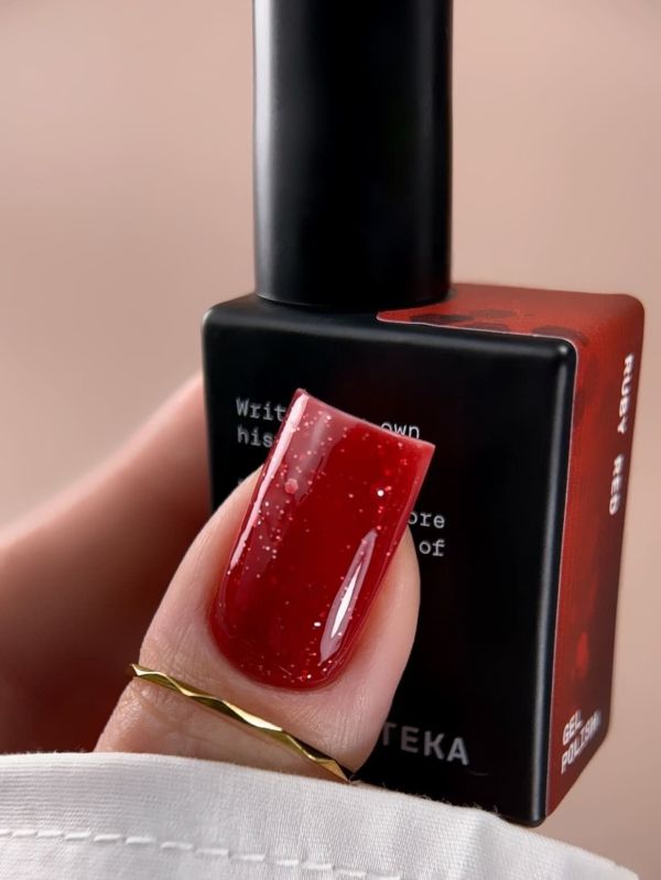 Гель-лак Biblioteka Ruby Red Красный глиттер, 10мл