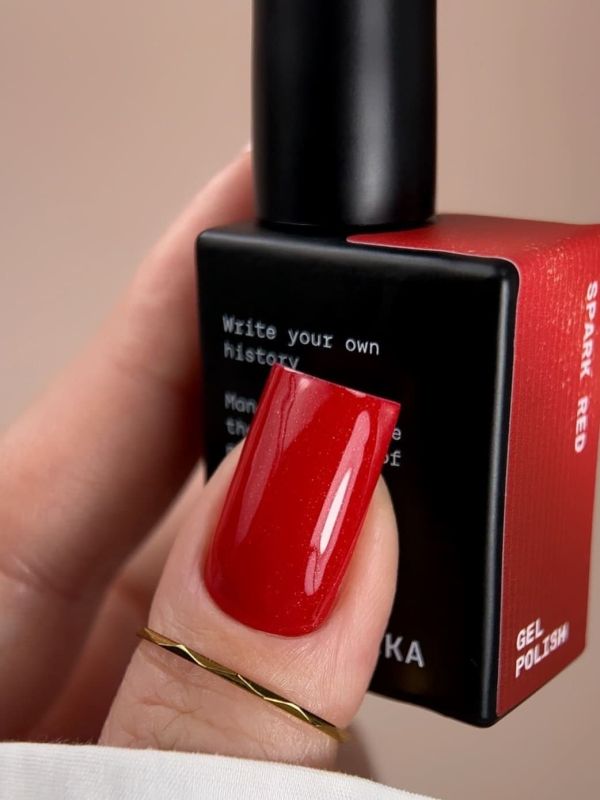Гель-лак Biblioteka Spark Red  Красный с мелким шимером, 10мл