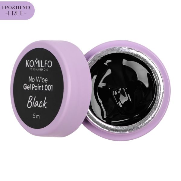 Гель-фарба чорна Komilfo No Wipe Gel Paint 