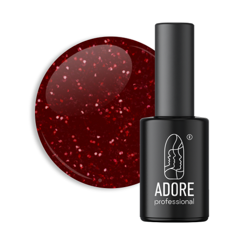 Гель-лак Adore 152 christmas темный красный с глиттером  8мл