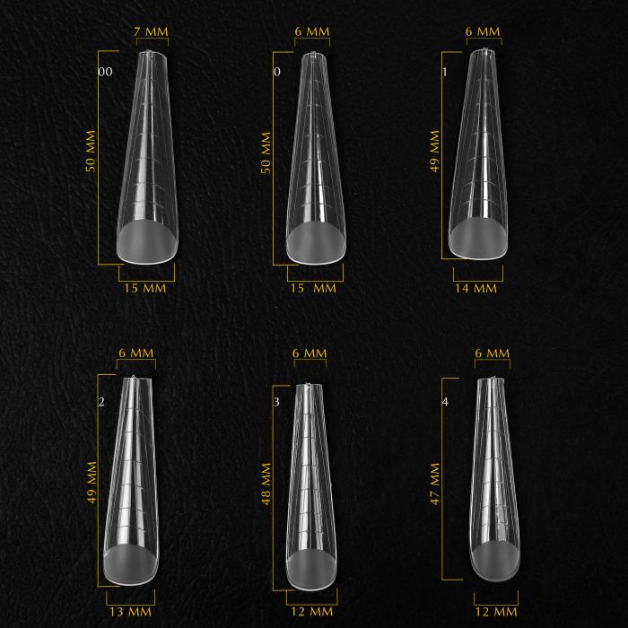 Верхні форми для нарощування довгий готичний мигдаль Komilfo Top Nail Forms Long Gothic   130шт
