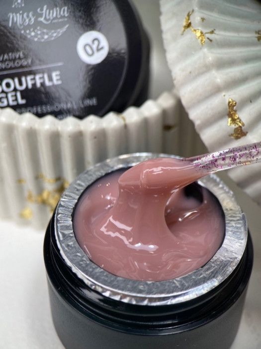 Густий гель для нарощування нігтів Miss Luna Souffle Gel 2 коричнево-нюдовий, 15 мл
