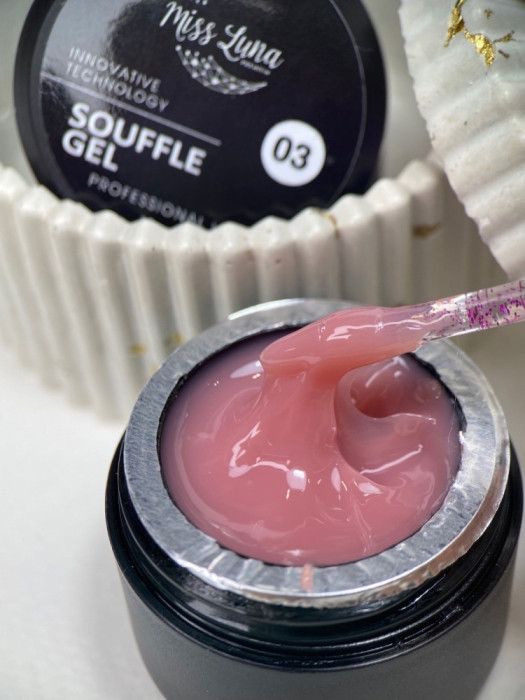 Густий гель для нарощування нігтів Miss Luna Souffle Gel 3 рожево-бузковий, 15 мл