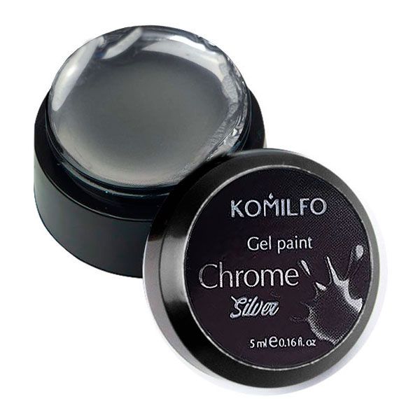 Хромовая гель-краска Komilfo Gel Paint Chrome Silver, 5 мл (без липкого слоя)