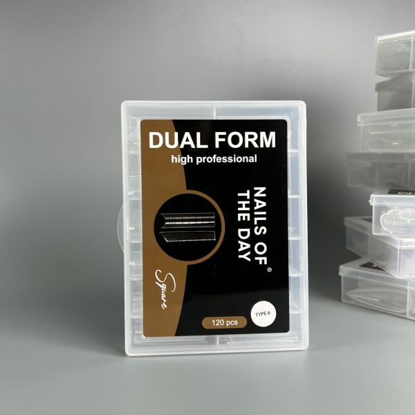 Верхні форми для нігтів NAILSOFTHEDAY Dual Form Square (Type 6) квадрат арочний для часткової корекції/нарощування нігтів 120шт