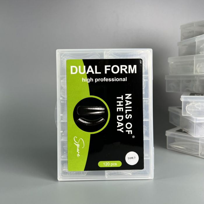 Верхні форми для нігтів NAILSOFTHEDAY Dual Form Square (Type 7)  для зростаючих вниз нігтів,  120шт