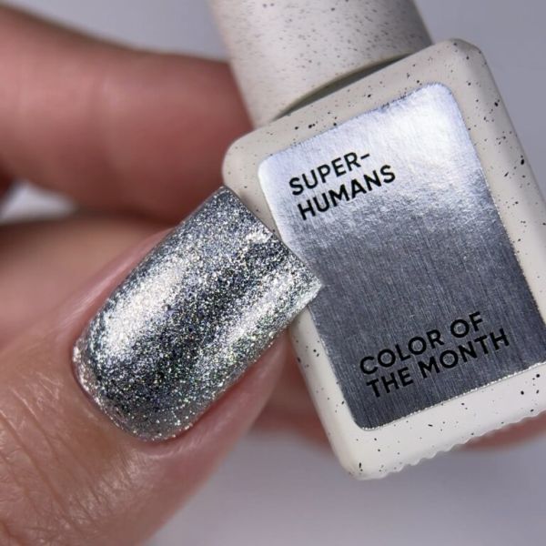Гель-лак NailsOfTheDay Color of the month December 2025 Superhumans стальной с серебряной поталью, 6мл