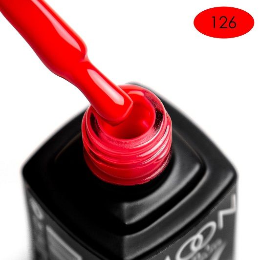 Гель-лак MOON FULL color Gel polish №126 (яскравий вогненно-рожевий, емаль), 8 мл