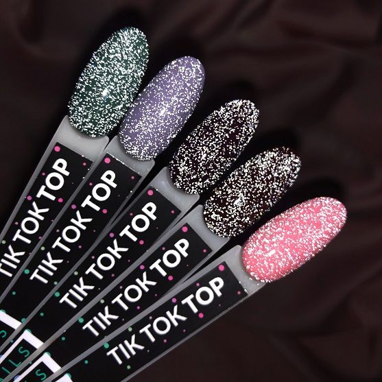 Cвітловідбиваючий  топ без липкого шару Kira Nails Tik Tok No Wipe Top Coat 6 мл