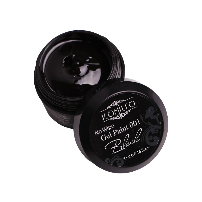 Гель-краска БЕЗ липкого слоя Komilfo No Wipe Gel Paint Black 001 (черная), 5 мл