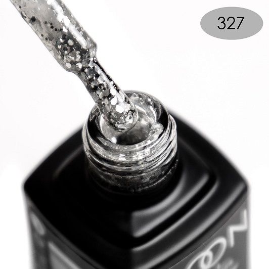 Гель-лак MOON FULL color Gel polish №327 (серебряный глиттер на полупрозрачной основе), 8 мл