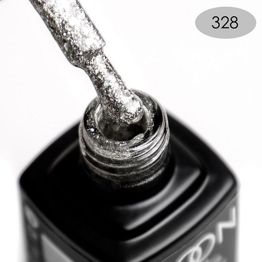 Гель-лак MOON FULL color Gel polish №328 (серебристо-золотой с разноцветным глиттером), 8 мл