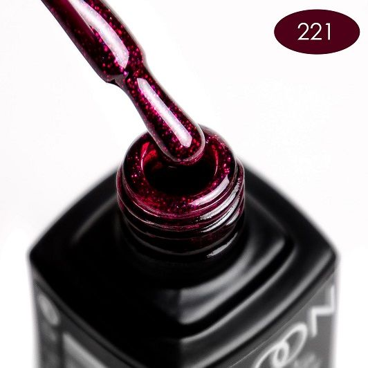 Гель-лак MOON FULL color Gel polish №221 (вишневий з блискітками), 8 мл