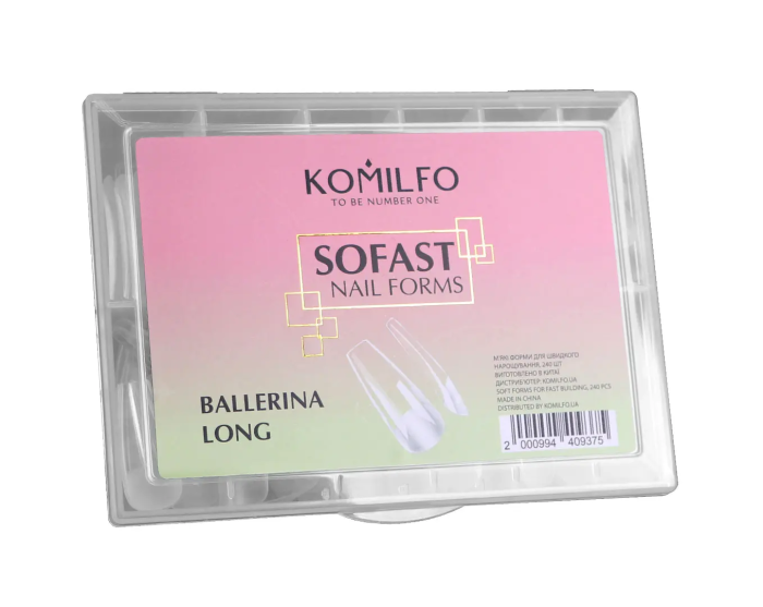 Гелеві тіпси Komilfo SoFast Nail Forms Ballerina Long, 240 pcs