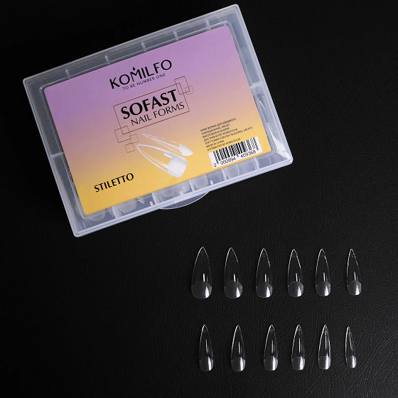 Рідкі форми для нарощення Komilfo SoFast Nail Forms Stiletto, 240 шт