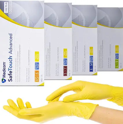 Нітрилові рукавички жовті Medicom SafeTouch Advanced (щільність 3.5 г)