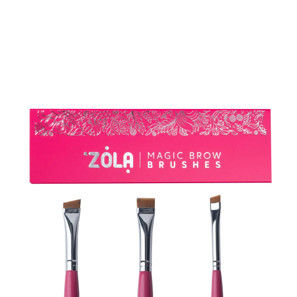 Zola Набір пензлів для фарбування брів Magic Brow Brush, малиновий