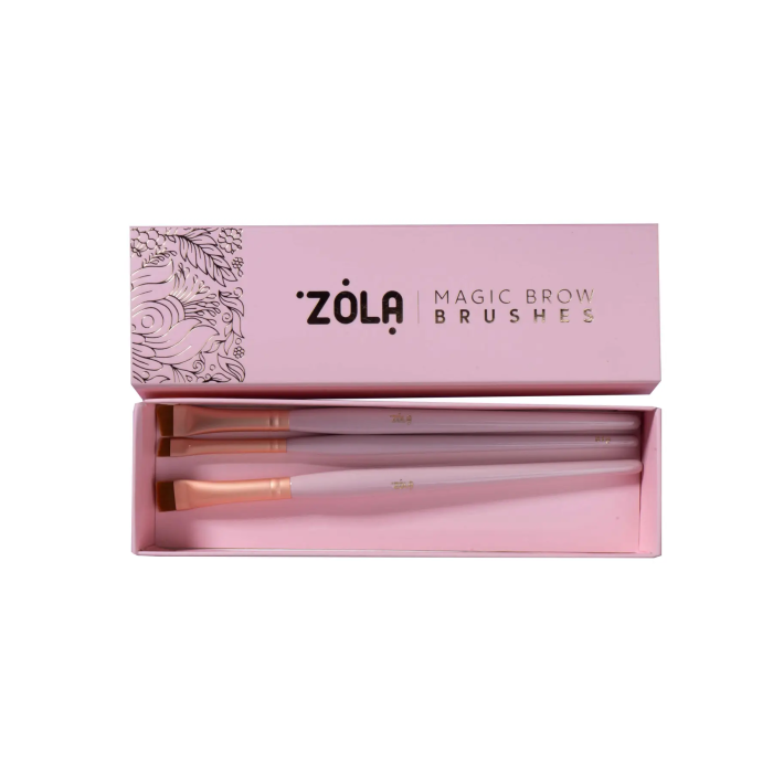 Zola Набір пензлів для фарбування брів Magic Brow Brush, світло-рожевий