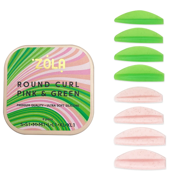 Валики для ламінування Zola Round Curl Pink and Green, 8 пар