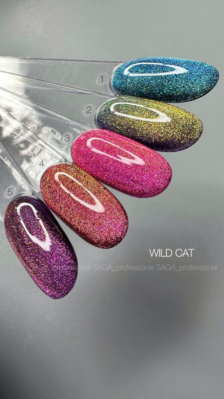 Гель-лак SAGA professional WILD CAT 05 (малиново-фіолетовий з жовтим), 9 мл