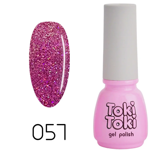 Гель-лак Toki-Toki №057, 5 мл ягідно-рожевий, мікроблиск