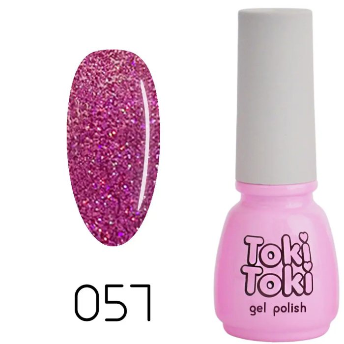 Гель-лак Toki-Toki №057, 5 мл ягідно-рожевий, мікроблиск