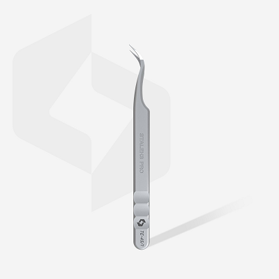 Пинцет насечками для ресниц Staleks Expert TE-45\1   (изогнутый)