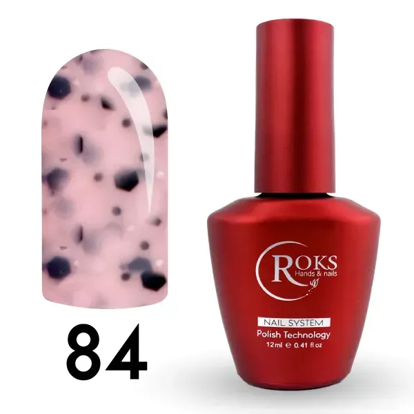 База для гель-лаку Roks Base Rubber French Potal №084 (бежевий з крихтою), 8 мл