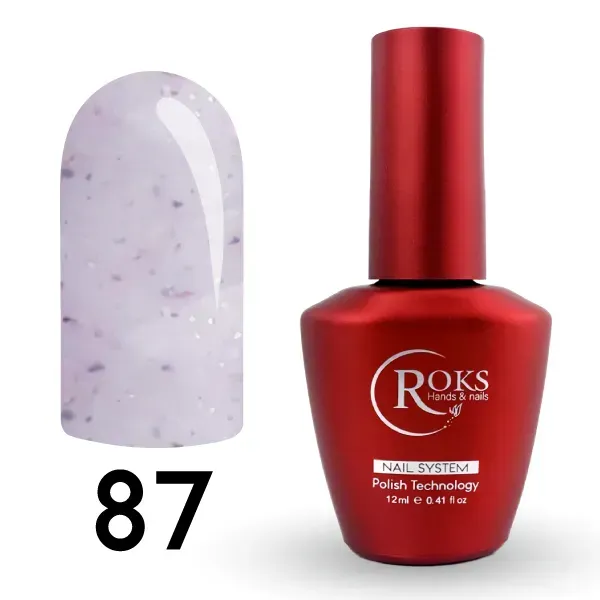 База для гель-лака Roks Base Rubber French Opal 087 молочна з опаловою крихтою, 8мл