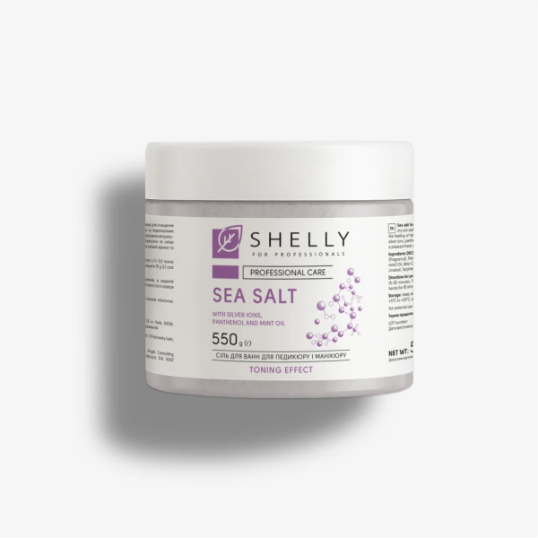 Соль для ванн с ионами серебра, пантенолом и маслом мяты Shelly 550г
