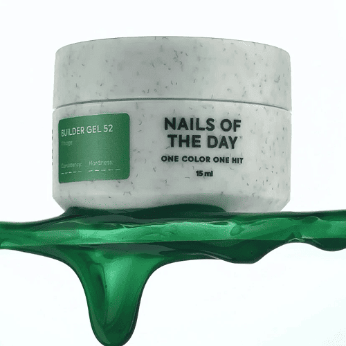 Гель для нарощування нігтів NailsOfTheday Builder 52 vitrage  зелений вітражний, 15мл