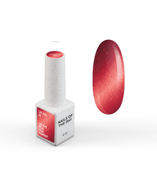 Гель-лак котяче око NAILSOFTHEDAY Cat Eye 06 червоний  світловідбиваючий, 6мл