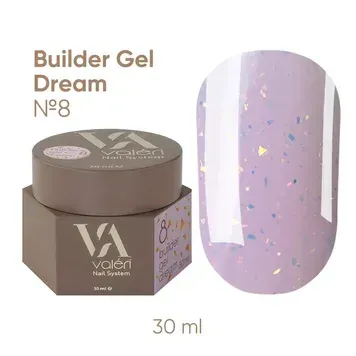 Гелі Valeri  Dream Collection 08 розовый с золотыми хлопьями 30мл