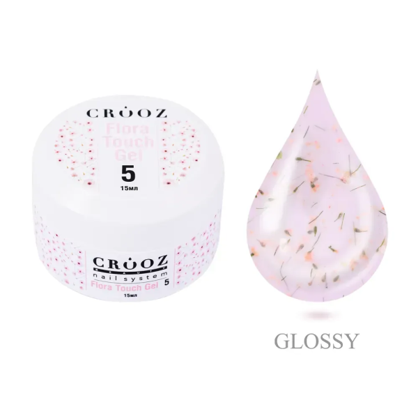 Гель Crooz Flora Touch Gel 05 светлый белый с розовыми лепестками 15мл