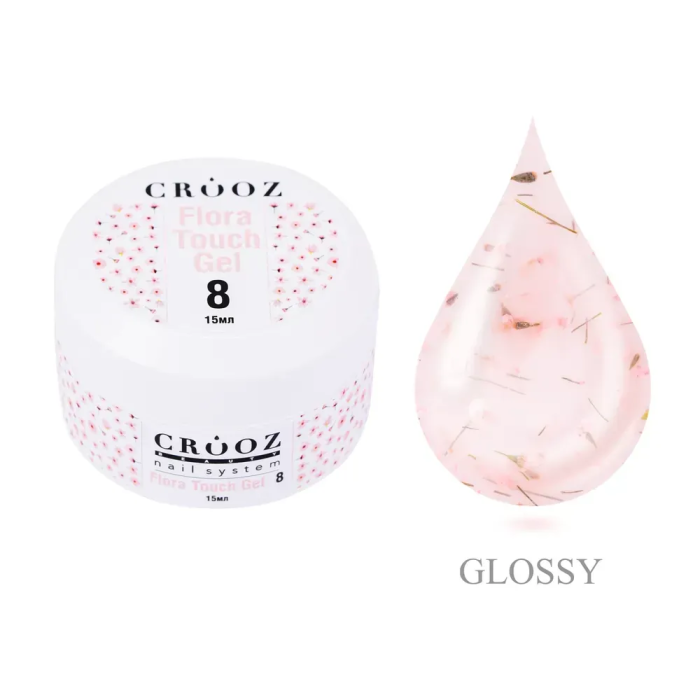 Гель Crooz Flora Touch Gel 08 прозоро-кремовий з кораловими сухоцвітами 15мл