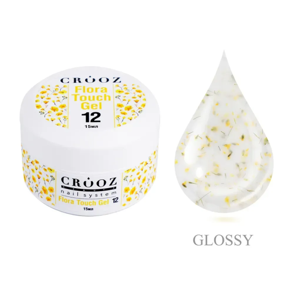 Гель Crooz Flora Touch Gel 12 молочный с желтыми сухоцветами 15мл